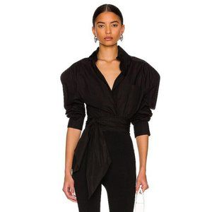 Alexandre Vauthier Wrap Top Black Collar Long Sleeve